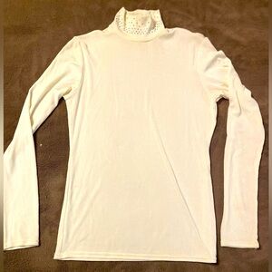 Hobby Horse White Long Sleeve PullOver Show Top Sequin neck Sz S